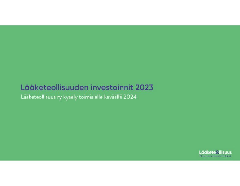 Lääketeollisuuden investoinnit 2023