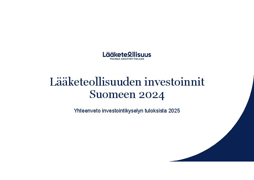 Lääketeollisuuden investoinnit 2024